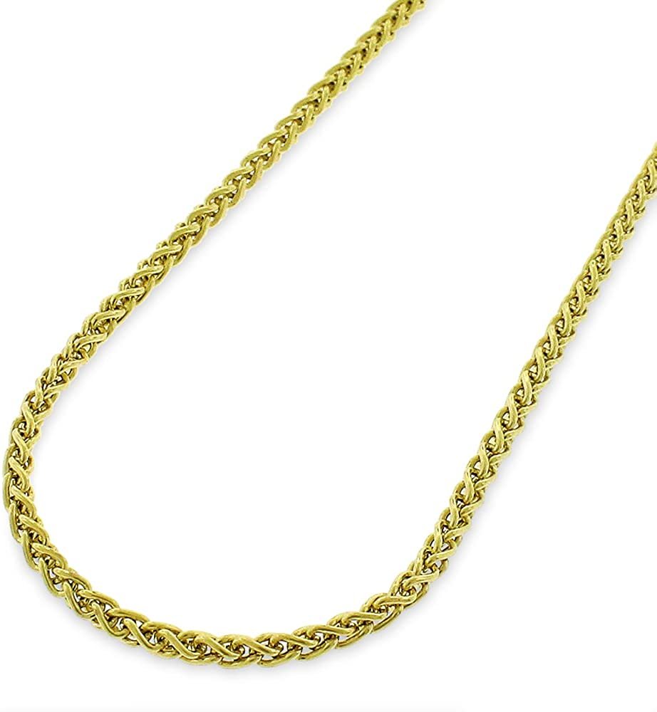 14K Yellow Gold 2.5mm Hollow Wheat Spiga Link Chain