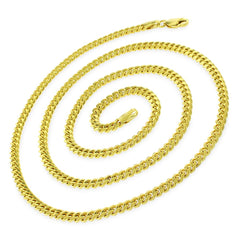 925 Italian Sterling Silver 3.5mm Solid Miami Cuban Gold Plated Chain