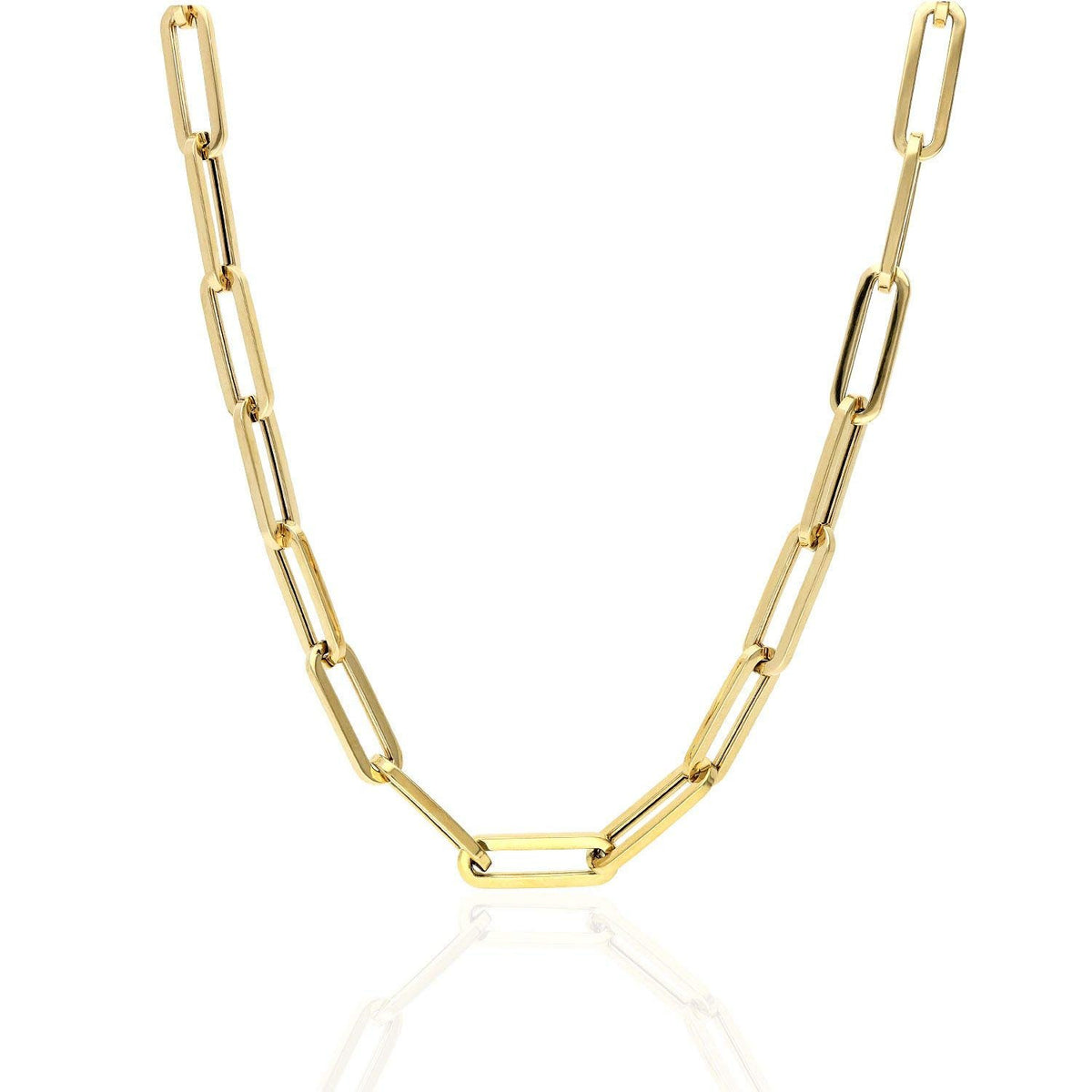 14K Yellow Gold Paper Clip 6mm Hollow Link Chain
